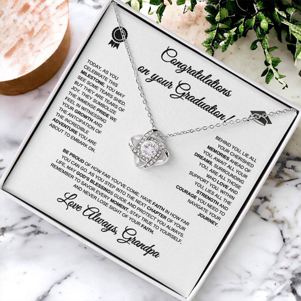 Graduation Necklace | Graduation Gift | From Grandpa | Love Knot Necklace