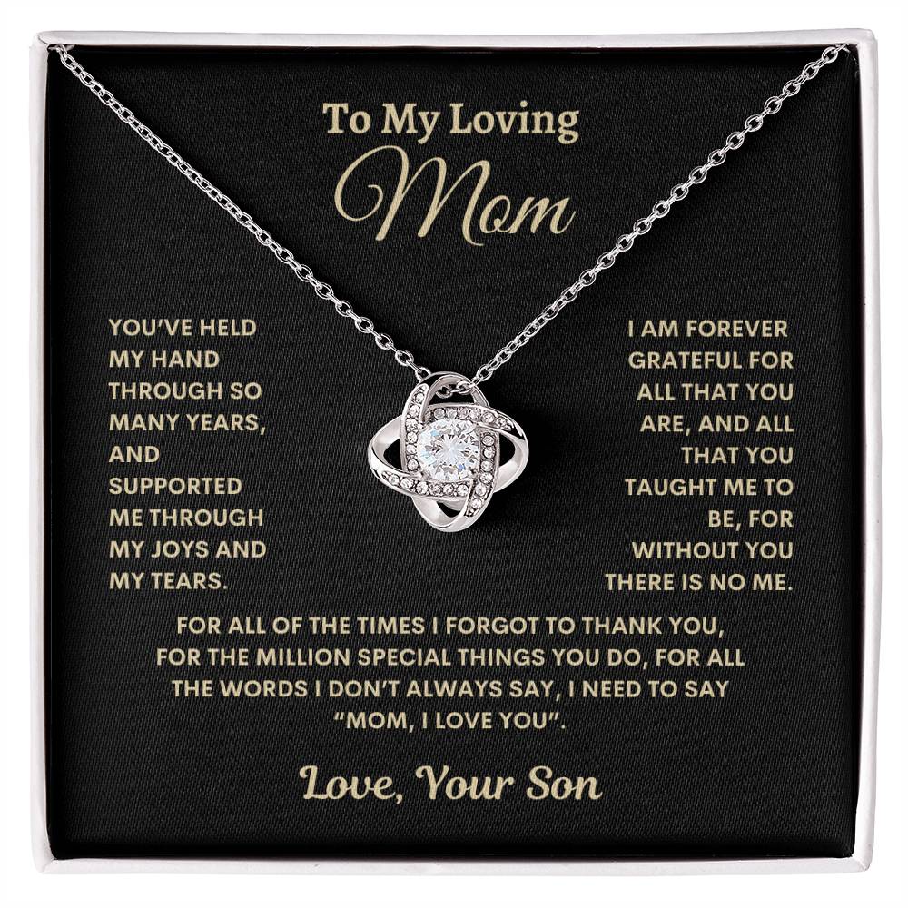 Loving Mom Necklace | To Mom From Son | Mothers Day Gift | Love Knot Necklace