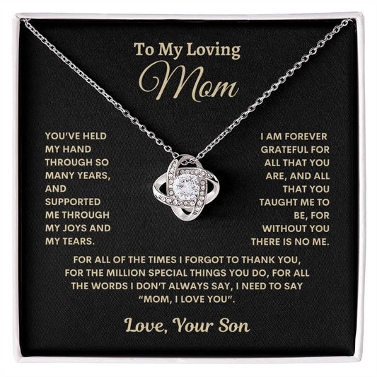 Loving Mom Necklace | To Mom From Son | Mothers Day Gift | Love Knot Necklace